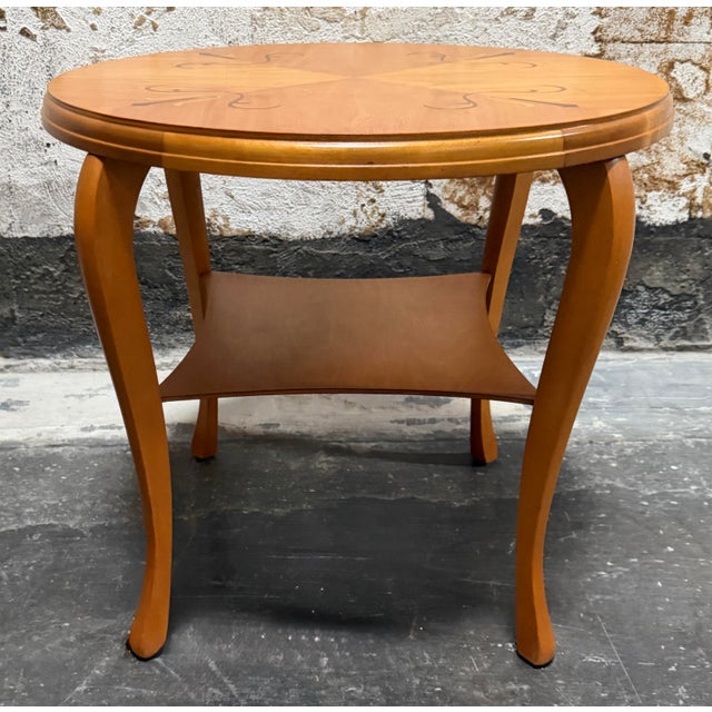 Mjolby Intarsia Swedish Grace Art Deco Marquetry Inlay End Table by Mjölby Intarsia C. 1930s For Sale - Image 4 of 8