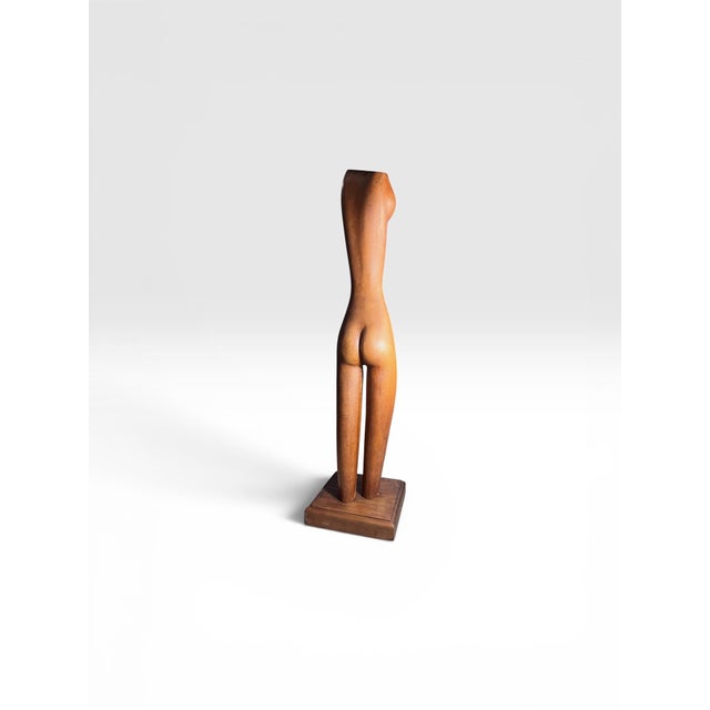 Vintage Hand-Carved Modernist Nude Female Wood Sculpture, 32”h For Sale - Image 11 of 12