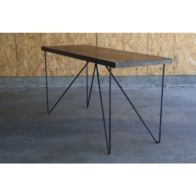 Black 1950s California Modernist Iron & Marble Console Table For Sale - Image 8 of 15