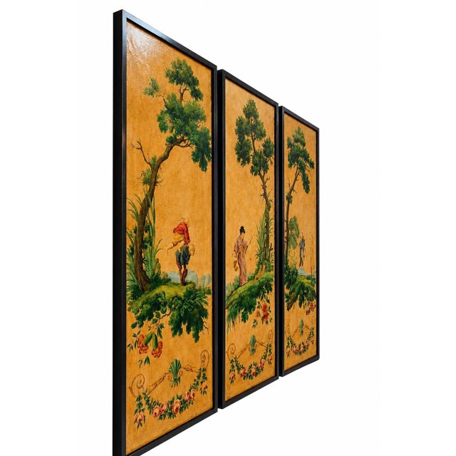 Chinoiserie Painted Panels, 1800s, Set of 3 For Sale - Image 4 of 18