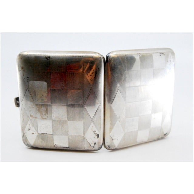 Silver Cigarette Case with High Relief on the Lid and Gold Interior. For Sale - Image 5 of 9