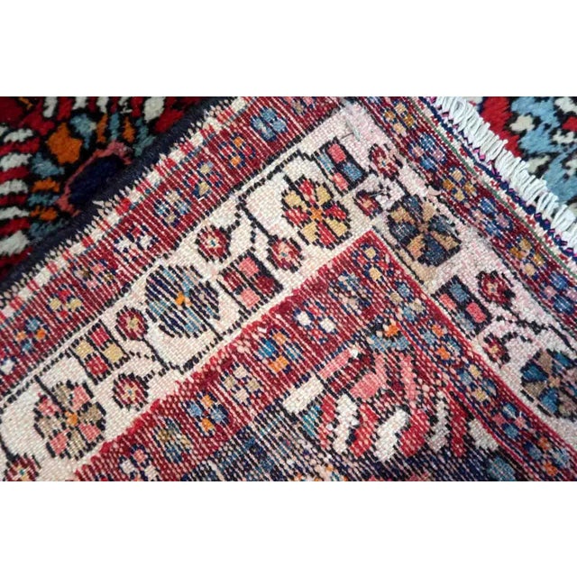 Red 1970s Handmade Vintage Persian Hamadan Rug 3.2' X 4.8' For Sale - Image 8 of 11
