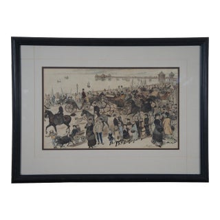 Randolph Caldecott Antique 1879 Afternoon in the Kings Road Engraving 27" For Sale