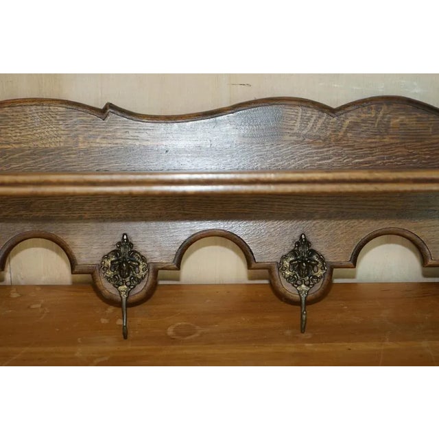 Antique Dutch Oak Cherub Wall Rack with Royal Hooks For Sale - Image 4 of 12