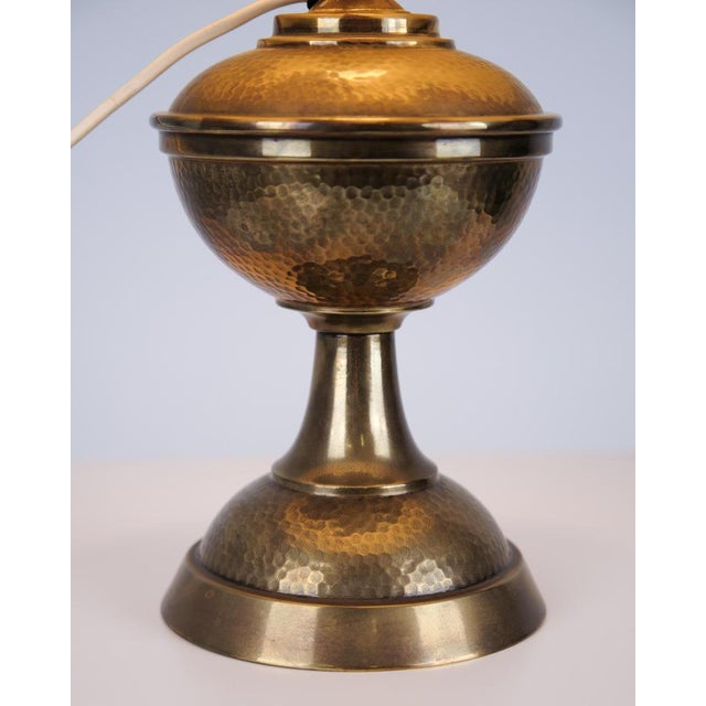 Brass Lamp with White Shade, 1930s For Sale - Image 9 of 10