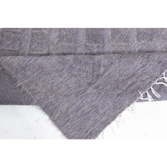 Early 21st Century Modern Handwoven Goat Hair Runner in Solid Charcoal by Doris Leslie Blau For Sale - Image 5 of 7
