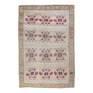 Vintage Zabihi Collection Turkish Kars Beautiful Floral Rug - 5'7" x 7'11" For Sale