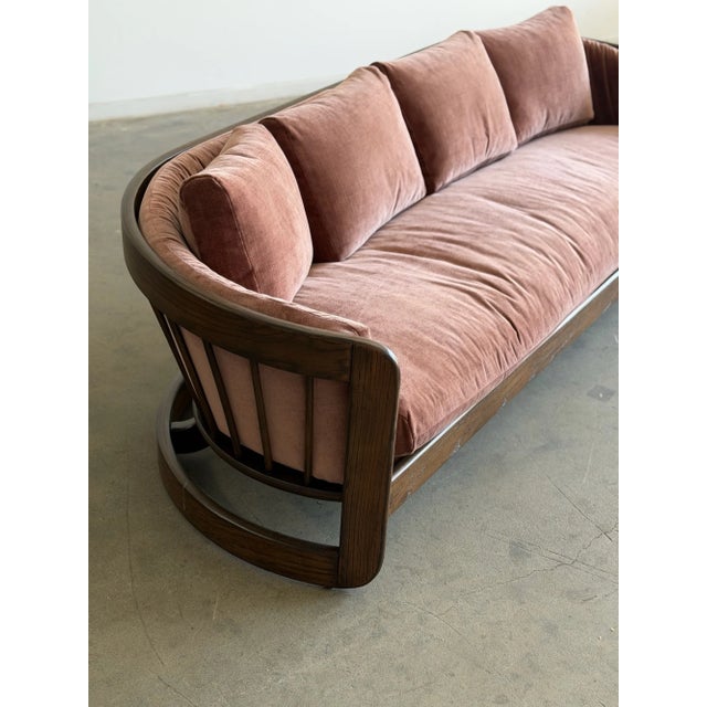 1970s Howard Furniture Sculptural Walnut Barrel-Back Sofa For Sale - Image 5 of 8