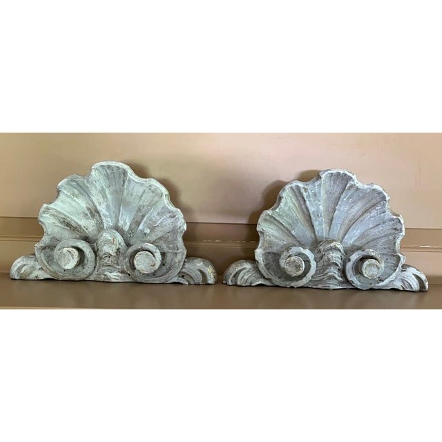 Wood Antique 18th Century French Rococo Carved Wood Sea Shell Form Architectural Cornice Elements - A Pair For Sale - Image 7 of 14