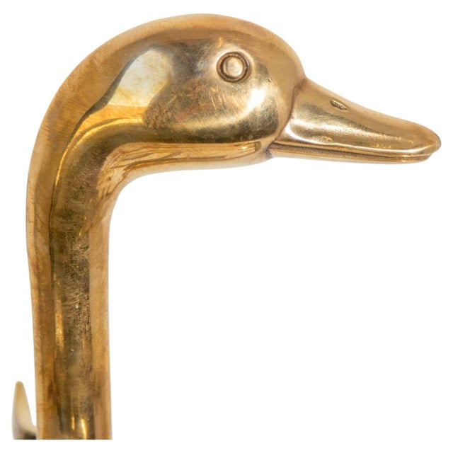 Mid-Century Modern Vintage French Solid Brass Duck Head Fireplace Tool Set, Maison Jansen Style, 19 For Sale - Image 3 of 17