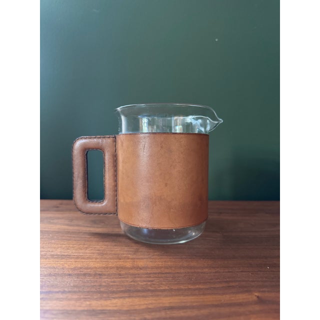Mid-Century Modern 1950s Leather Wrapped Glass Pitcher by Carl Auböck For Sale - Image 3 of 7