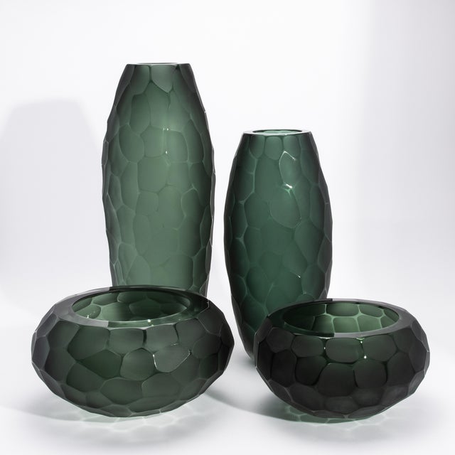 Hand-Blown Modern Murano Bowl in Eucalyptus Green Large For Sale - Image 9 of 9