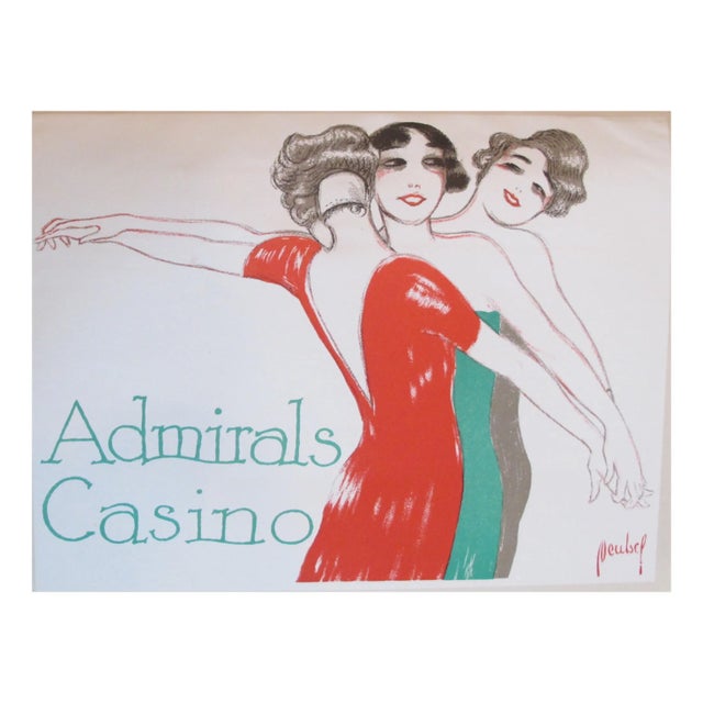 "Admirals Casino" 1927 Lithographic Dancers Poster For Sale
