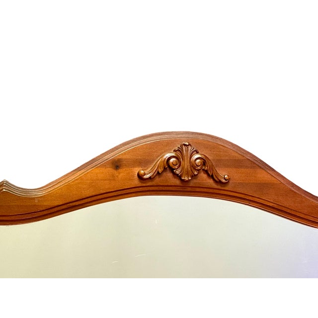 Late 20th Century Vintage French Provincial Wall Mirror Large Wood Framed-Hollywood Regency-Vanity For Sale - Image 5 of 11