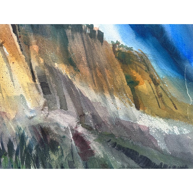 1960s 1960s Strong Cliff Original Watercolor Painting For Sale - Image 5 of 6