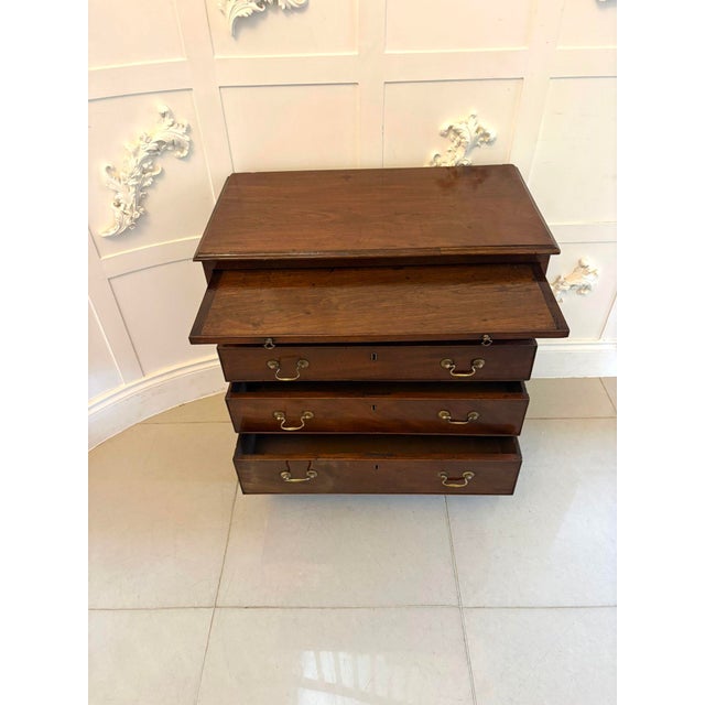Late 18th Century Small Antique Georgian Mahogany Chest of 4 Drawers with Brushing Slide, 1780 For Sale - Image 5 of 12