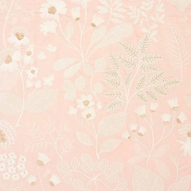 Sample - Schumacher Emaline Embroidery Fabric in Blush For Sale