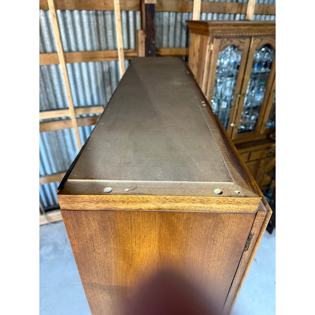 1960s Mid Century Modern Walnut & Cane Hutch For Sale - Image 14 of 16