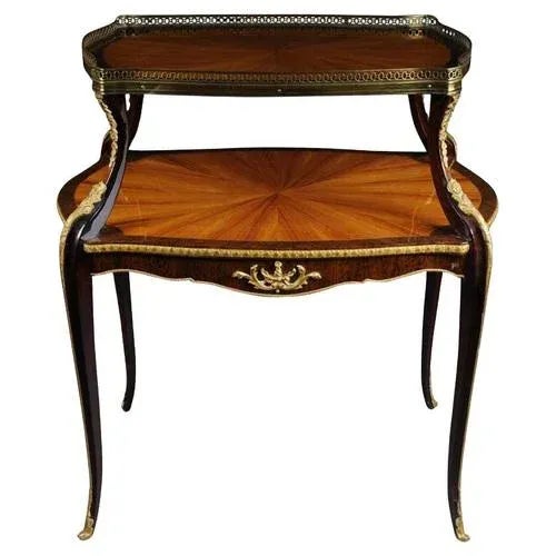 Brown French Side Table / Shelf in the style of F. Linke For Sale - Image 8 of 8