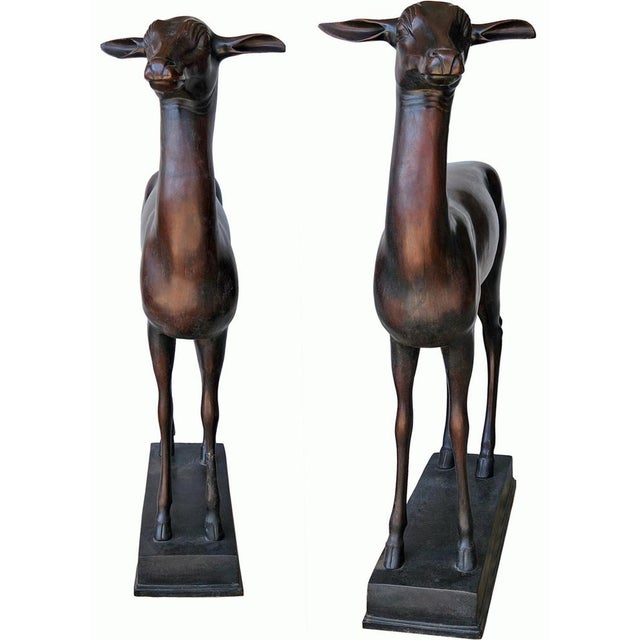 Important pair of deer signed hunt (1974/1975) copies of paul getty's bronzes hunt is a pseudonym used for the bronzes...