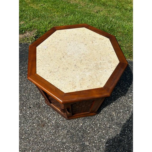 Mid Century Perception End Table With Marble Top Attributed to Lane For Sale - Image 11 of 11