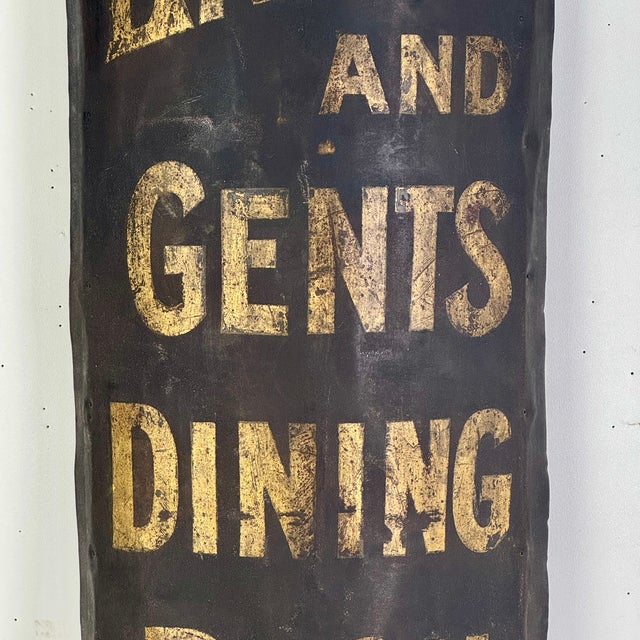 Rare to Market Civil War Era Metal Sign Advertising "Ladies and Gents Dinning Room" in Black & Gold For Sale In New York - Image 6 of 11