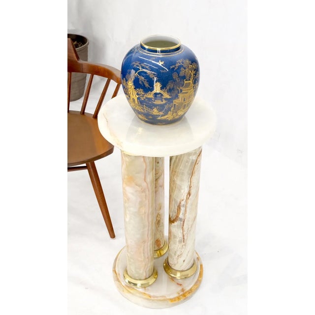 Metal Mid-Century Modern Onyx Tripple Cylinder Base Side Table Stand Pedestal Table For Sale - Image 7 of 13