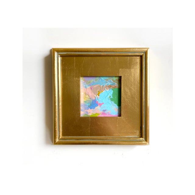 Abstract Curated Set of 4 Framed Mini Paintings in Pastel Tones For Sale - Image 3 of 6