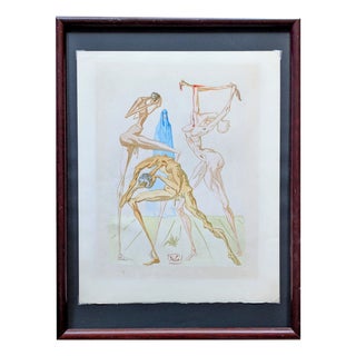 Salvador Dali, Divine Comedy Inferno 26 / The Inhabitants of Prato, 1960, Woodcut For Sale