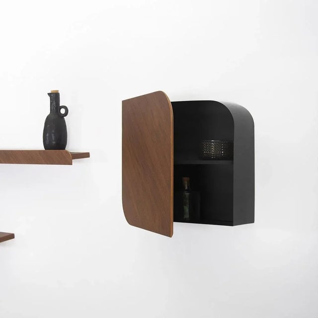 Early 21st Century Cielo Wall Cabinet in Walnut and Black by Woodendot For Sale - Image 5 of 7