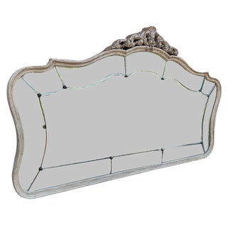 Large Antique 19th Century French Carved Wood Shaped Mirror For Sale