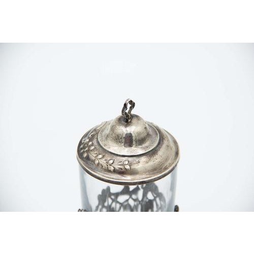 Glass Cup with Silver Structure For Sale - Image 3 of 4