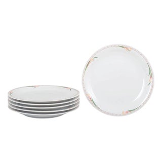 Fleur Pattern Dinner Plates in Porcelain, Rörstrand, Sweden, 1980s, Set of 6 For Sale