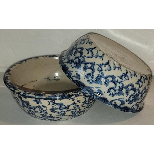 This is a collection of four berry or cereal bowls in 19thc sponge ware pottery.There are two different sizes a pair of...