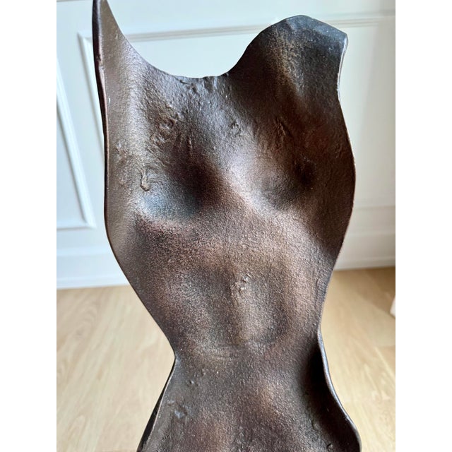 Vintage Modernist Abstract Female Figure Sculpture in Cast Bronze on Marble Base For Sale - Image 9 of 10
