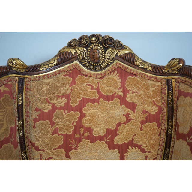 1990s Pair of Louis XV Style Carved Bergere Wing Chairs For Sale - Image 5 of 18