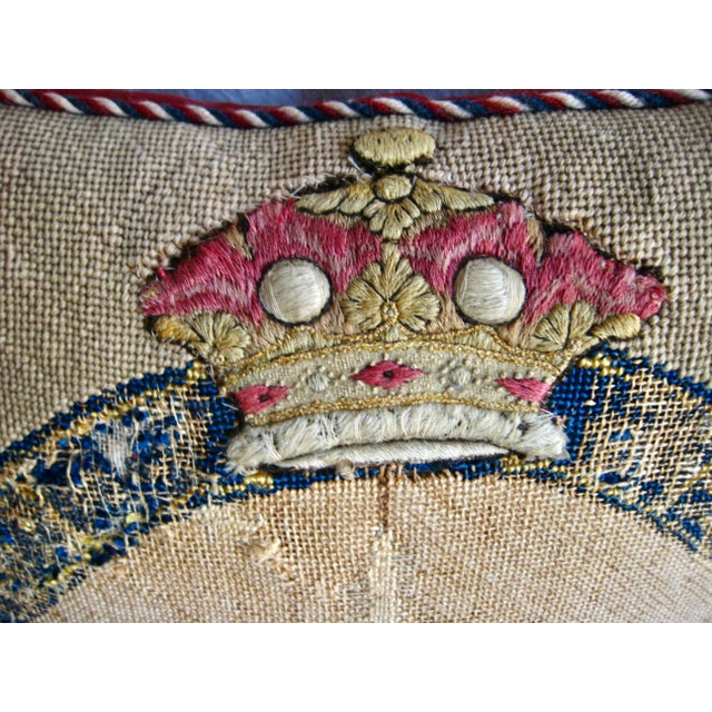 English Pillow With Coat of Arms of Marquesses of Westminster 18 Century For Sale - Image 3 of 10