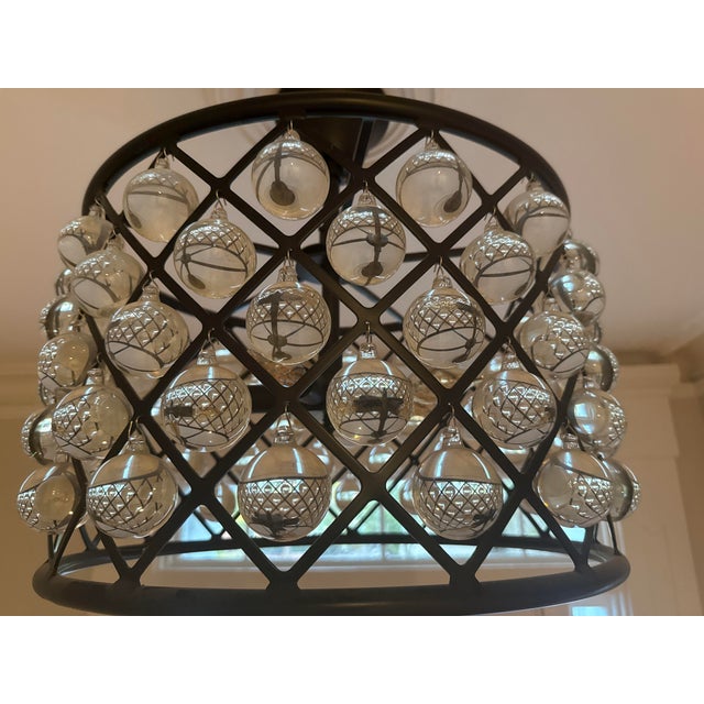 Jonathan Y "Gabrielle" Crystal Orb & Iron 5-Light Semi-Flush Mount Chandelier For Sale - Image 4 of 6