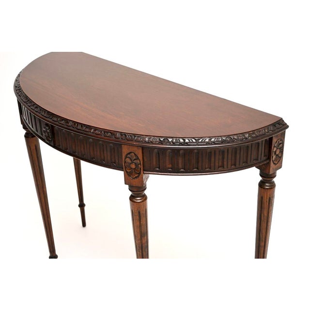 Brown Antique Georgian Bow Front Console Table, 1900s For Sale - Image 8 of 9