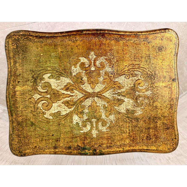 Shabby Chic Vintage Mid-Century Italian Florentine Neoclassical Giltwood Rectangle Table With Cabriole Legs For Sale - Image 3 of 12