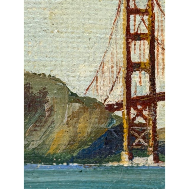 Vintage California Golden Gate Bridge Miniature Oil Painting by Jean Bowler, C. 1980 For Sale - Image 10 of 18