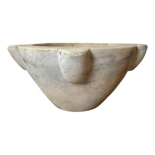 Large Antique Hand Carved Marble Mortar, 1800s For Sale