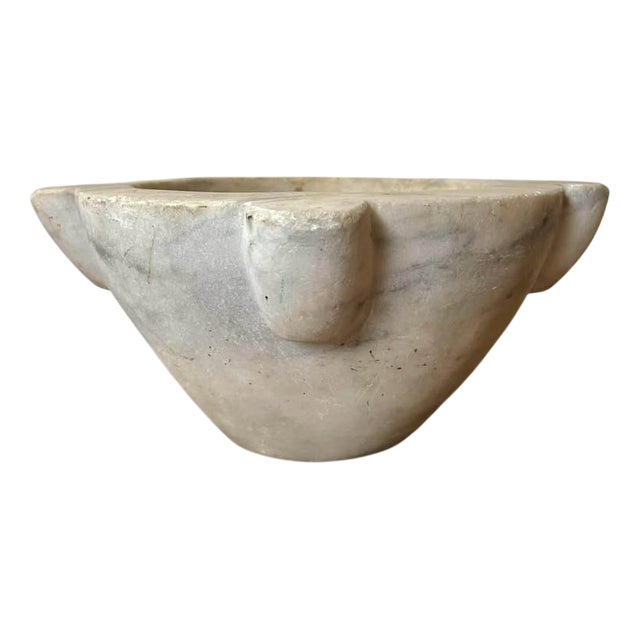Large Antique Hand Carved Marble Mortar, 1800s For Sale