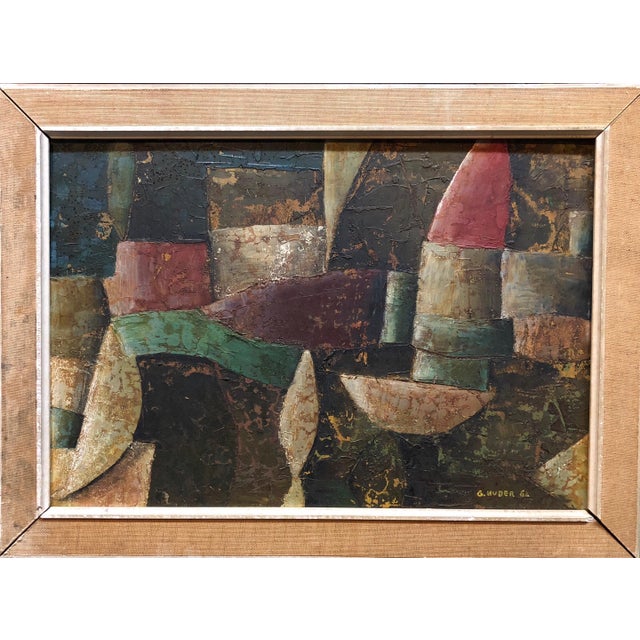 Abstract Giovanni Huber, 1960s Italian Futurist Abstract Oil Painting For Sale - Image 3 of 5