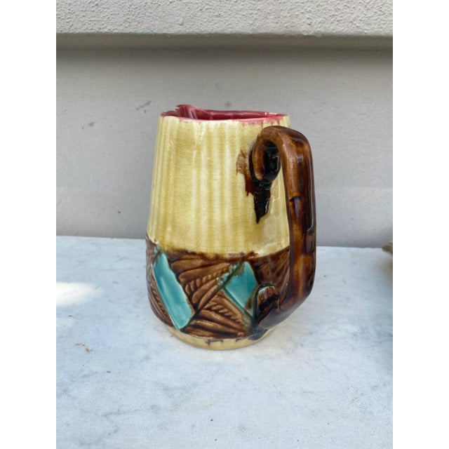 1930s Majolica Pitcher Orchies Circa 1930 For Sale - Image 5 of 8