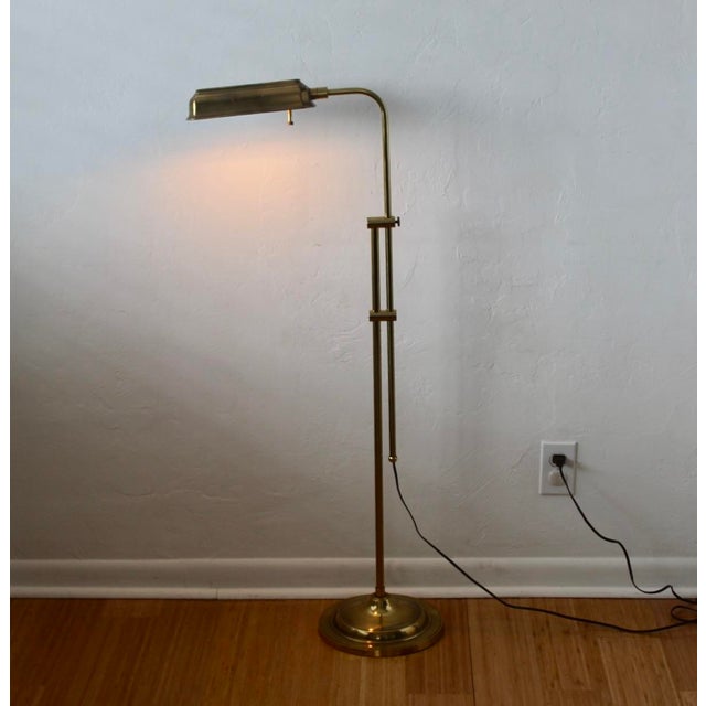 1970s Frederick Cooper Style Brass Pharmacy Library Reading Floor Lamp For Sale - Image 11 of 18