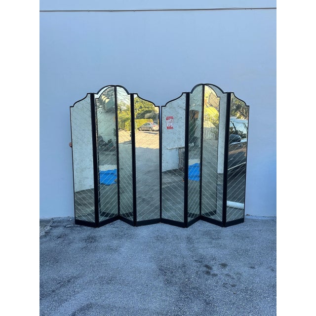 Maison Jansen Two Majestic Hollywood Regency Mirrored Screens/ Dividers, Sold Individually For Sale - Image 4 of 12