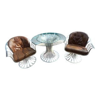 Mid-Century Russell Woodard Tulip Aluminum Patio Set by Herbert Saiger, 1960s, 3 Pieces For Sale