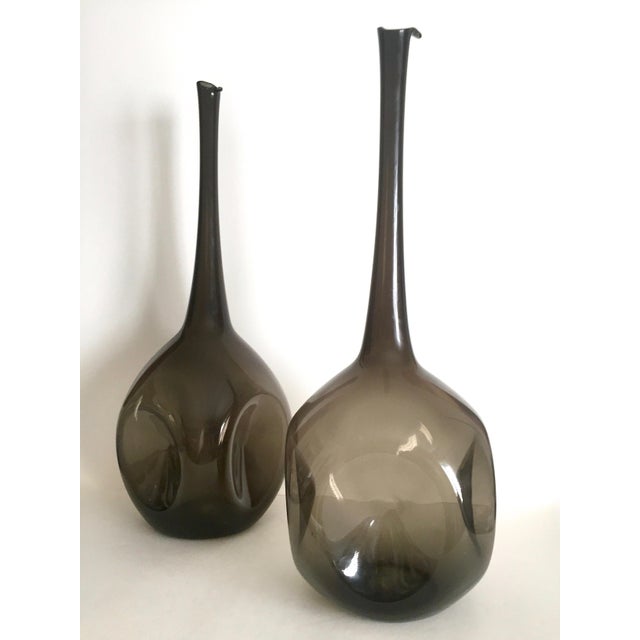 Vintage Mid Century Modern Rare Zeller Art Glass Charcoal Smoke Gray Monumental Xl Hand Blown Floor Bottle Dimple Vases A Pair Chairish