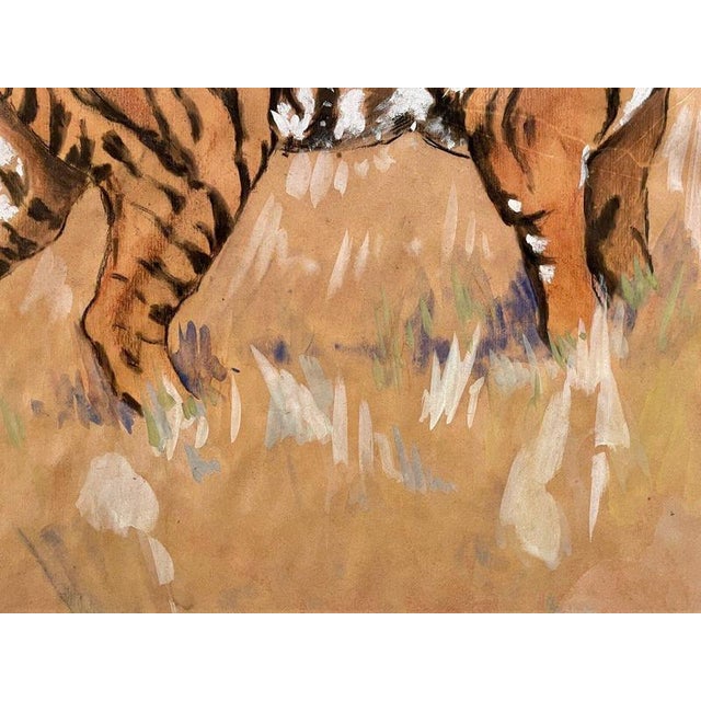 Paper P. Comet, Tiger in the Pampas, Watercolor & Pencil on Paper For Sale - Image 7 of 8